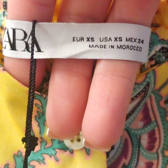 Zara Yellow Paisley Print Maxi Dress XS - Picture 4 of 8